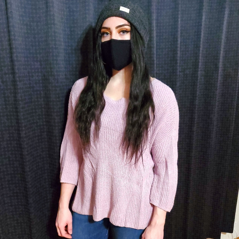 Express Pastel Lilac Over Sized Adjustable Sweater